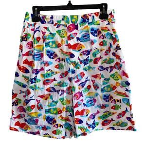 Corbin Threads Union Made Fish Print Cotton Shorts 27” Waist Vintage